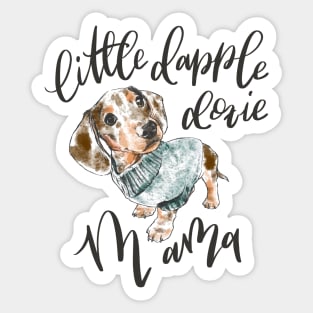 Dapple Doxie Mama, Chocolate in Blue Sticker